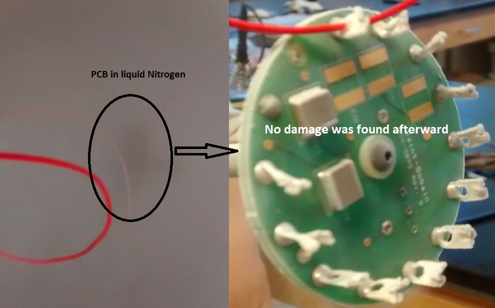 PCB in liquid nitrogen